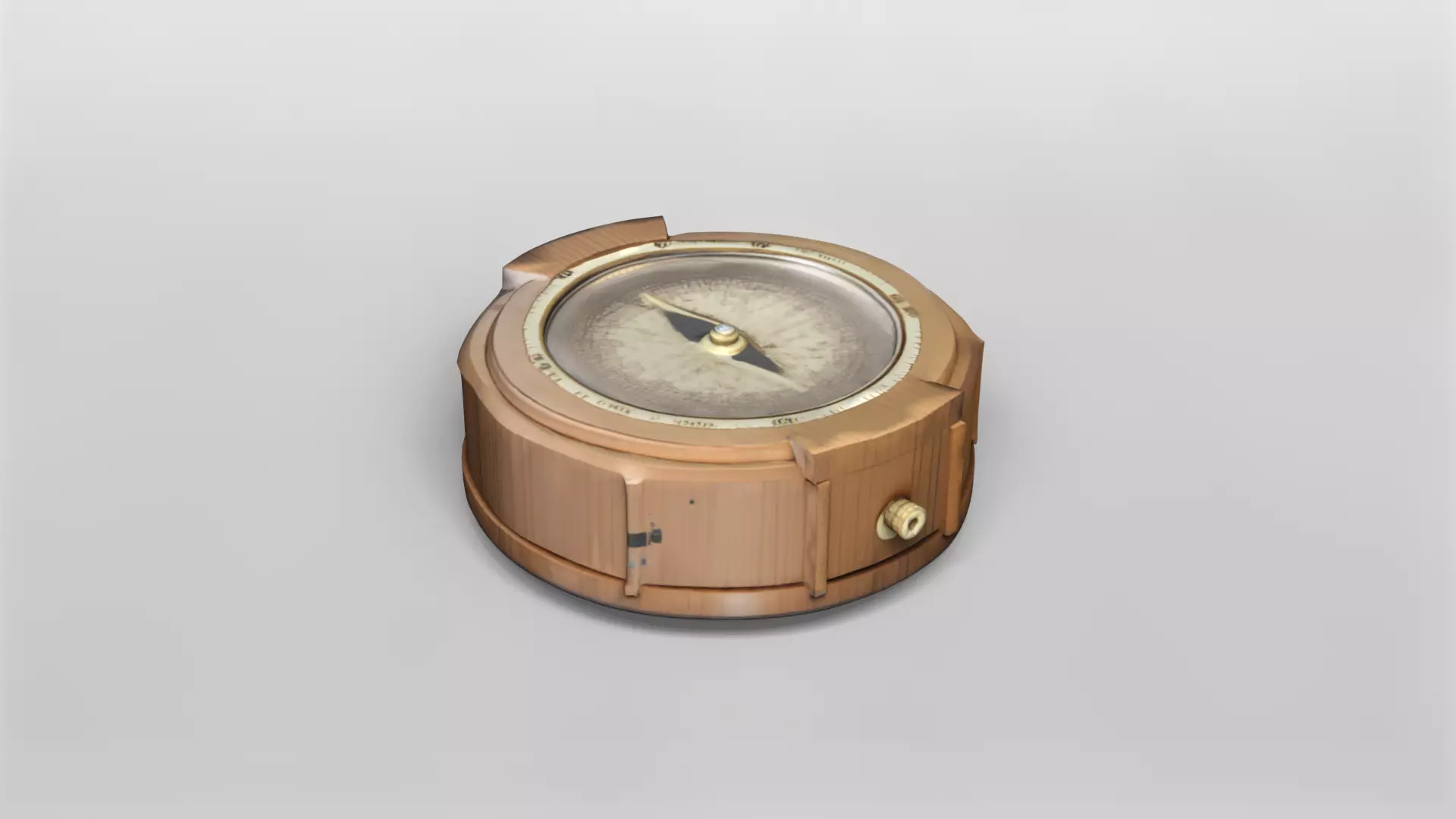 Vintage Wooden Compass 3D Model 3D model_0