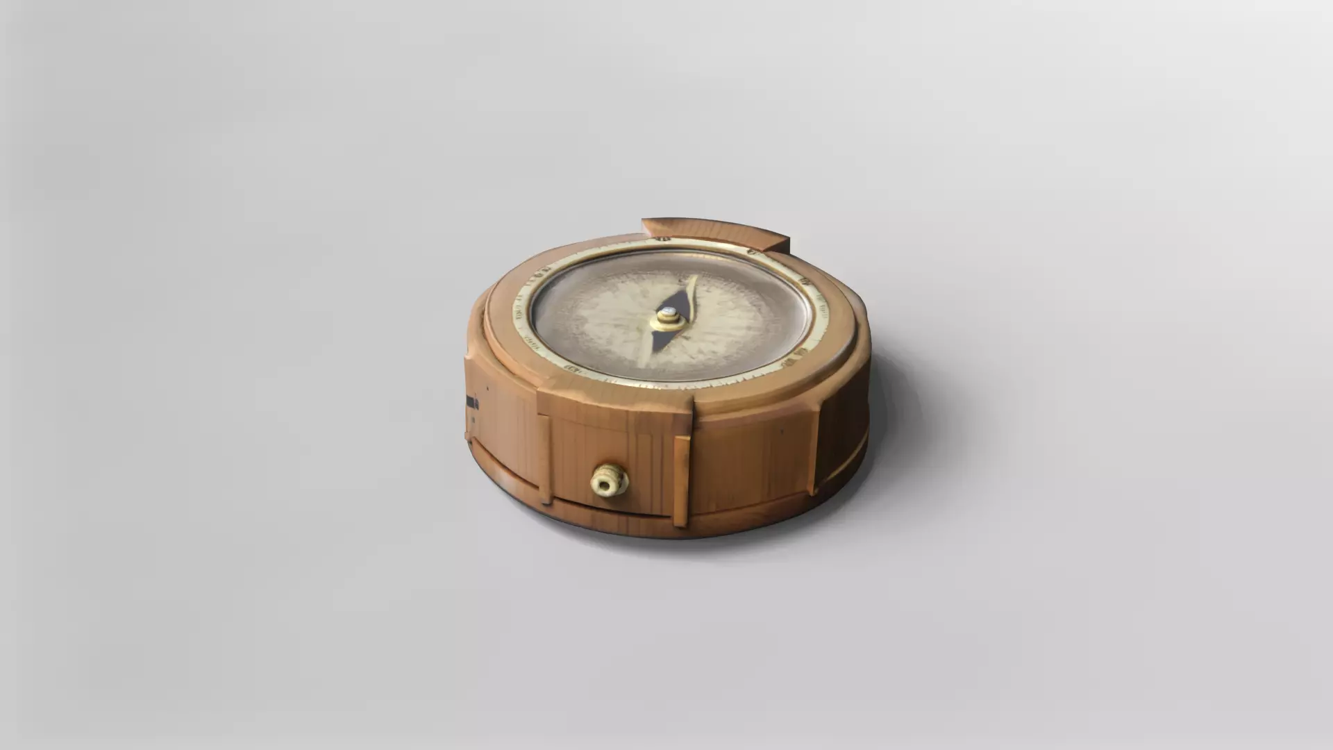 Vintage Wooden Compass 3D Model 3D model_1