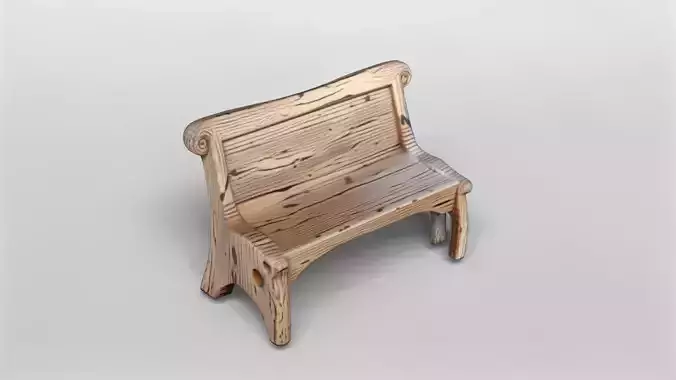 Rustic Wooden Bench 3D Model