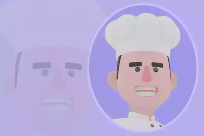 Stylized 3D Male Chef Character - Cook Walking with Pan and Wine