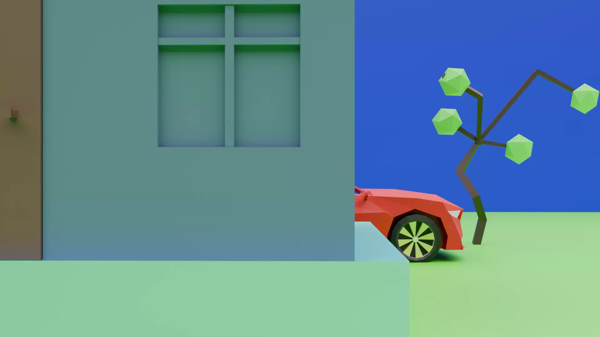 Low poly house enviroment Low-poly 3D model_1