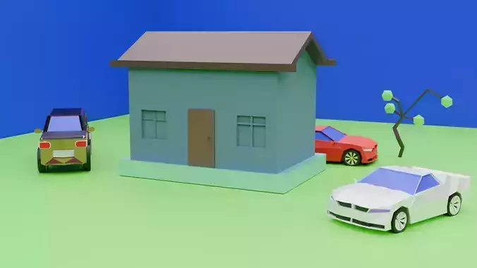 Low poly house enviroment Low-poly 3D model