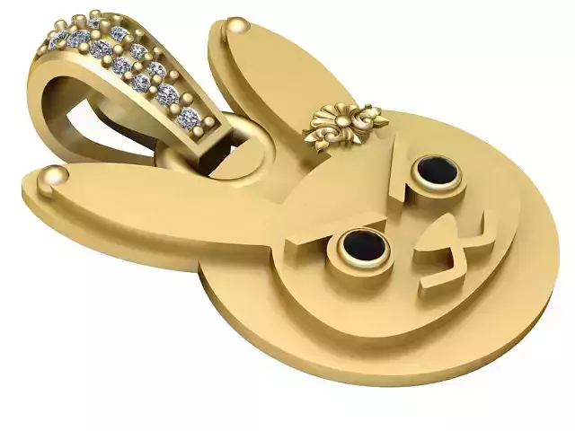 Gold Bunny Face Pendant Detailing 3D Printable Jewelry Model