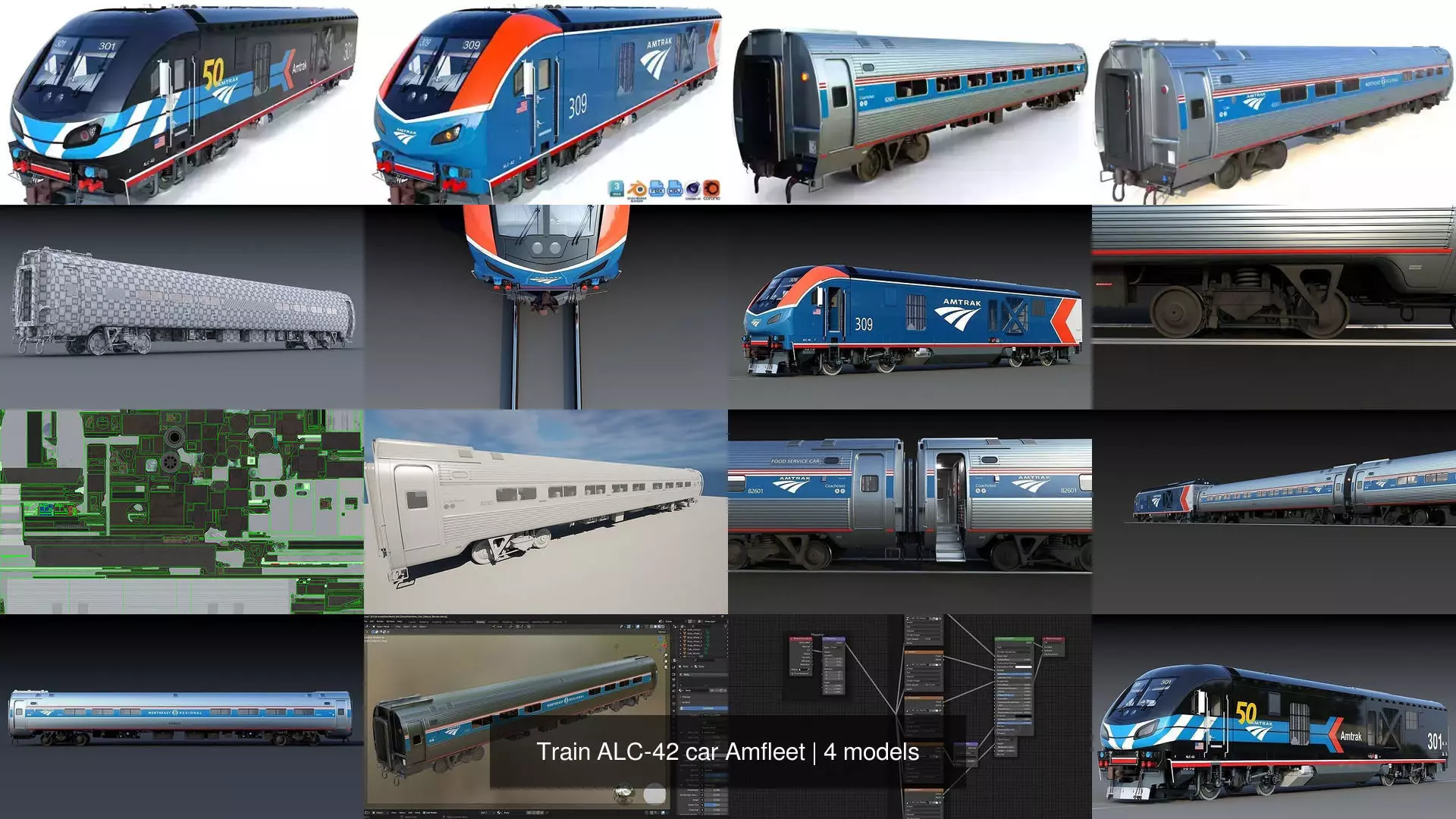 Train ALC-42 car Amfleet 3D Model Collection_5