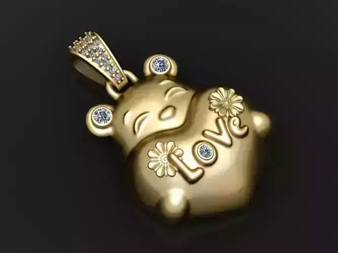  Teddy Love Pendant 3D Printable Model