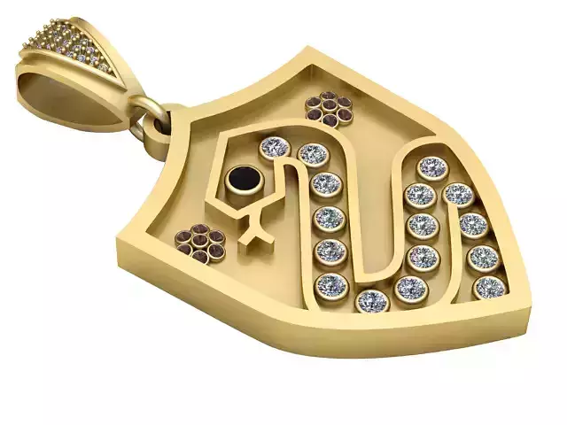 Gold Snake Shield Pendant 3D Printable Jewelry Model