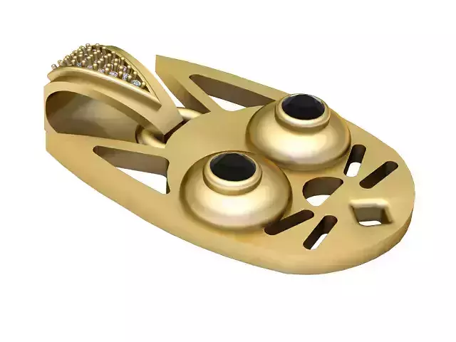 Gold Cat Face Pendant 3D Model  Printable