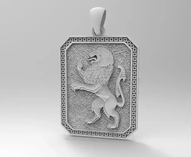 Heraldic rampant lion pendant-v2