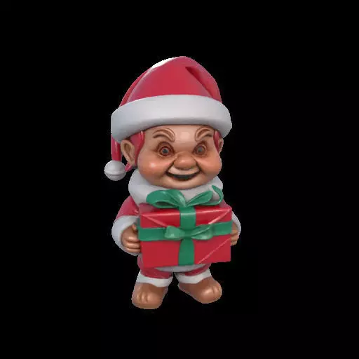 Mischievous Chucky Inspired Santa with Gift 3D print model_2