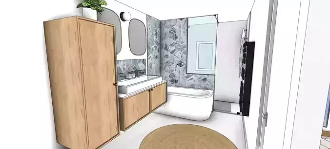 Salle de Bain Complete 3D SketchUp 2025 avec Textures et dae