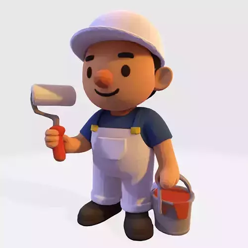 The Painter Pose  Stylized Render Asset  3D print model