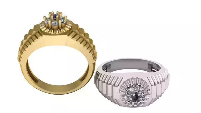 Regal Cluster Solitaire Ring 3D Printable