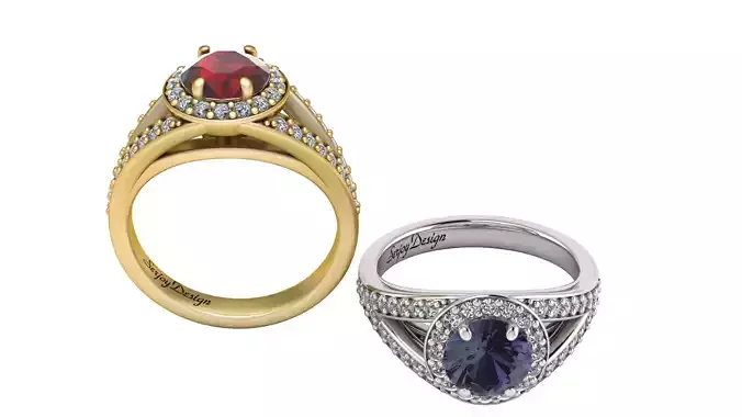 Royal Halo Solitaire Ring 3D Printable Model