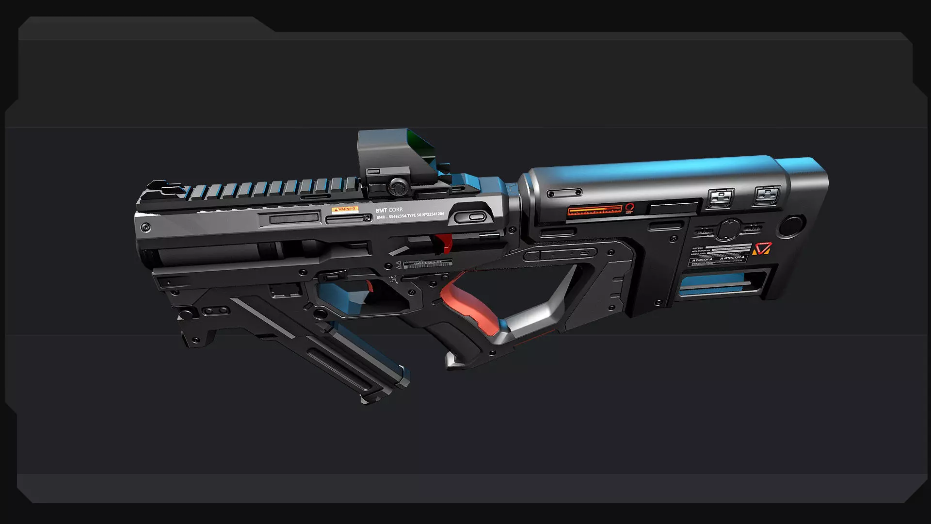 AK4 - MachineGun Low-poly 3D model_5