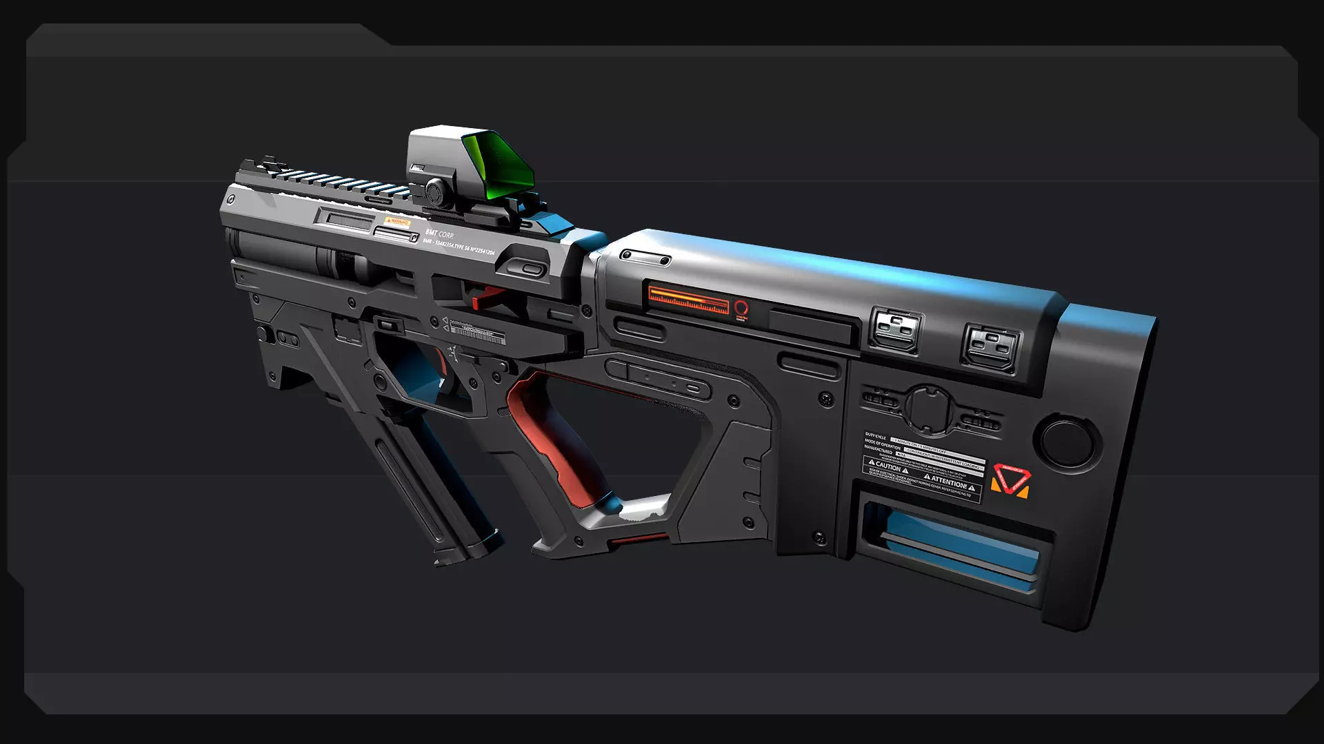 AK4 - MachineGun Low-poly 3D model_4