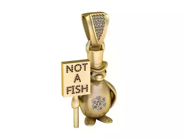 Golden Penguin Pendant Not A Fish 3D Printable Model 3D print model