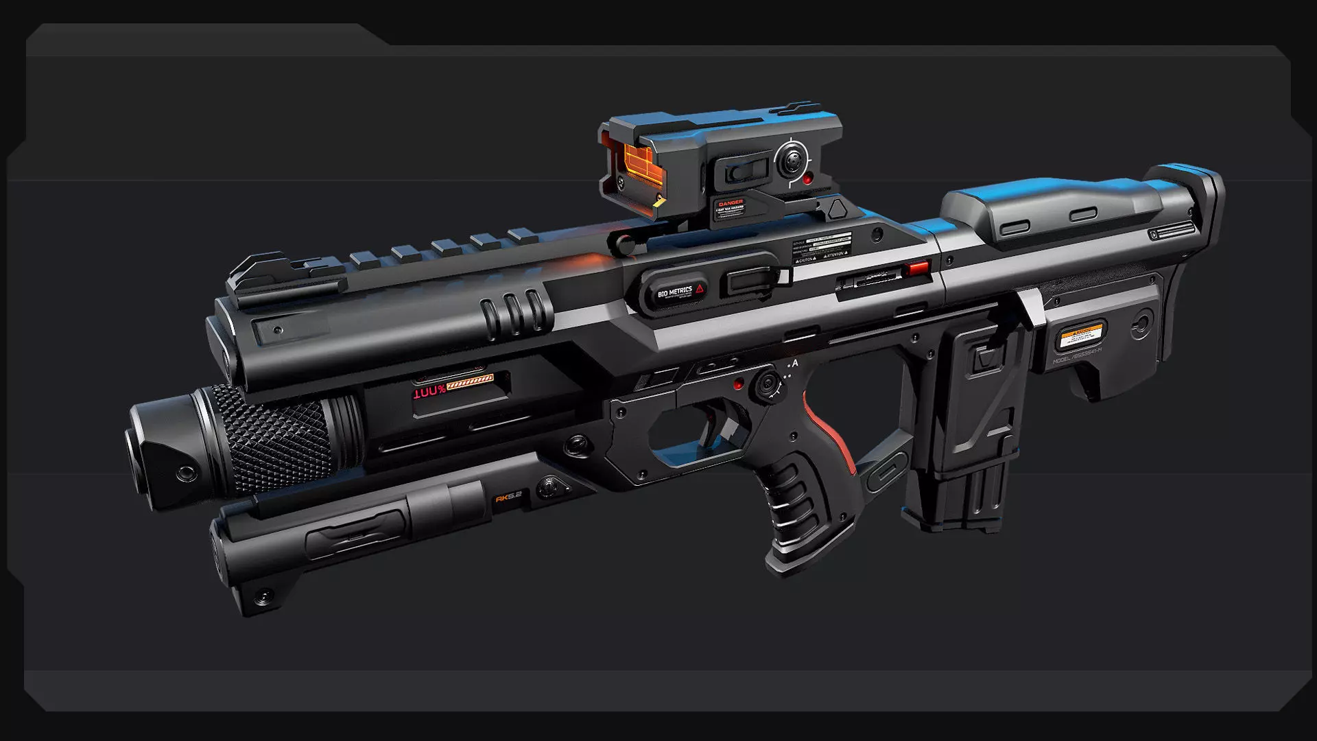 AK5 - MachineGun Low-poly 3D model_1