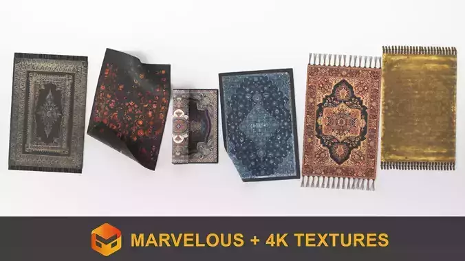 Oriental carpet pack Low-poly 3D model
