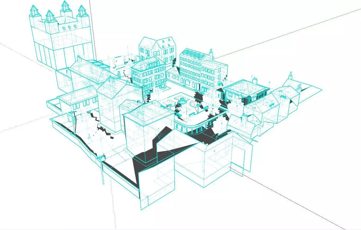 Old European City Square    Historic Architecture Low-poly 3D model_20