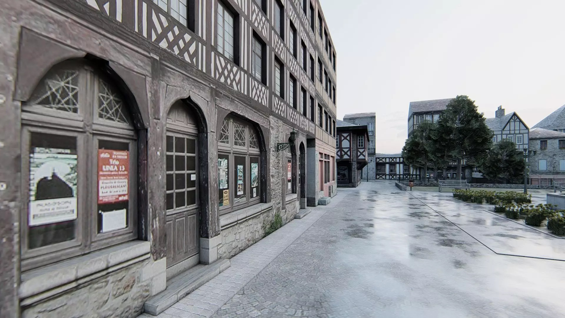 Old European City Square    Historic Architecture Low-poly 3D model_0