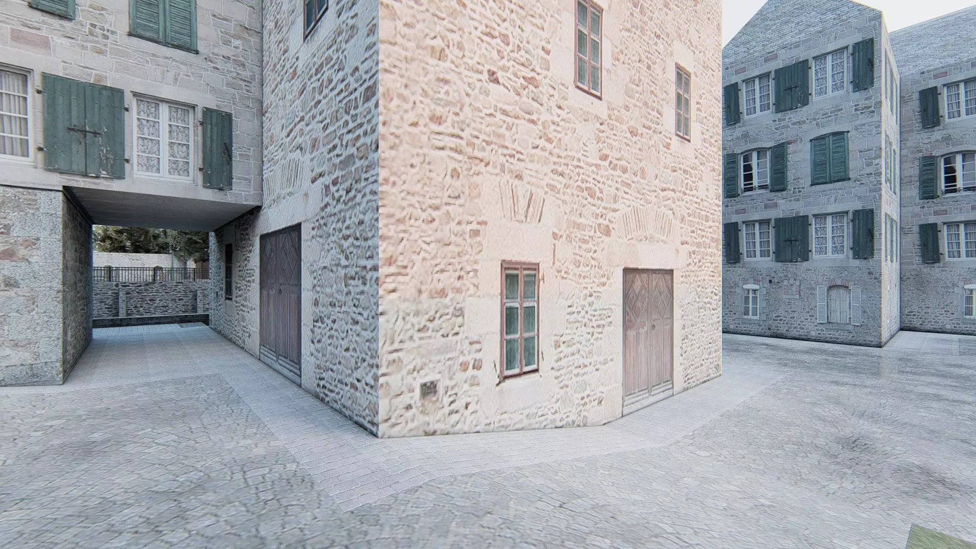 Old European City Square    Historic Architecture Low-poly 3D model_7