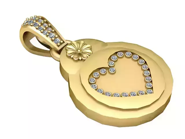 Heart and Flower Medallion Pendant 3D Printable Model