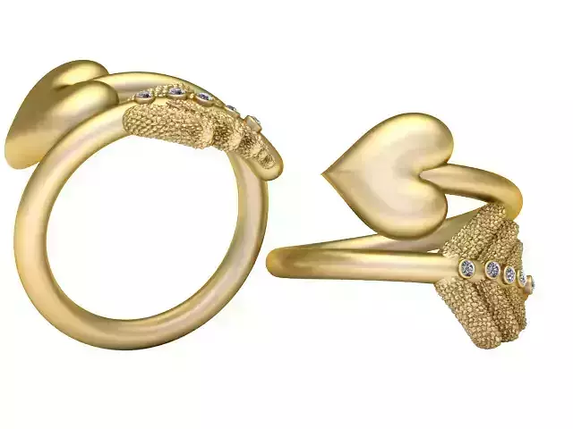 3D Printable Heart and Hand Ring