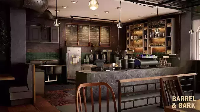The Library Cafe Environment Low-poly 3D model