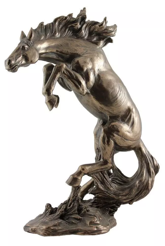 Bronze Horse Statue 3D Reared Stallion Sculpture Motion Low-poly 3D model_0