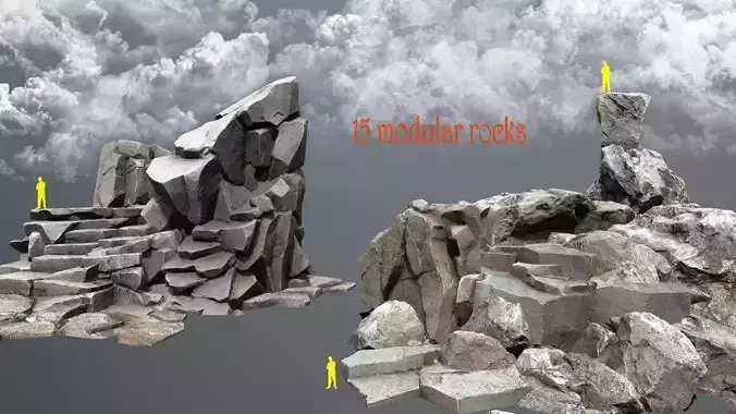 desert cliff rocks Low-poly 3D model