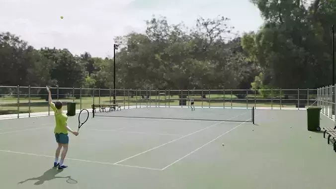 Tennis Court - Blender Scene Low-poly 3D model