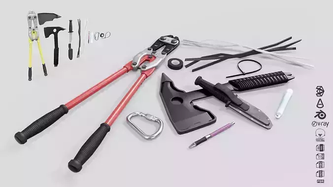 Military Tools Equipment Gear Low-poly 3D model