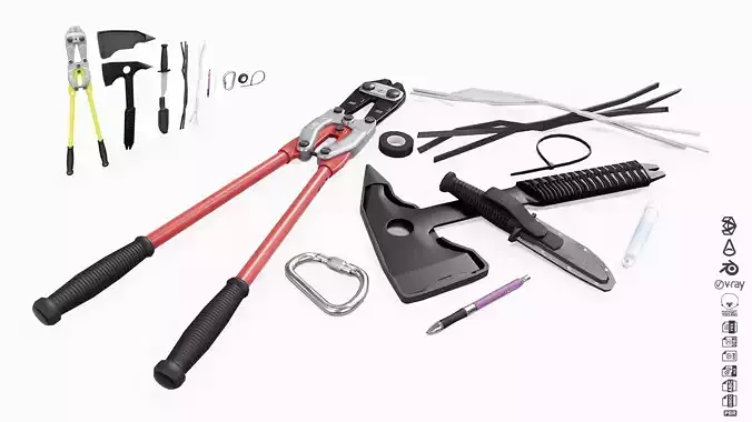 Tools Equipment Gear Low-poly 3D model