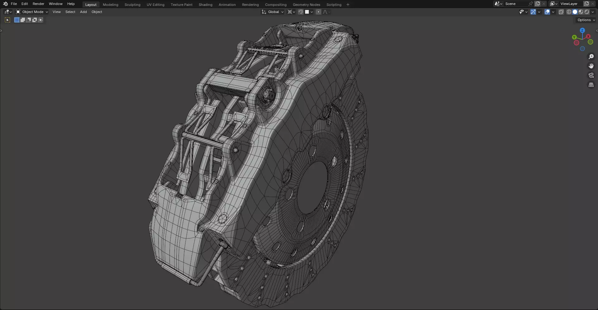 RS Brake Caliper and Brake Disc 3D model_7