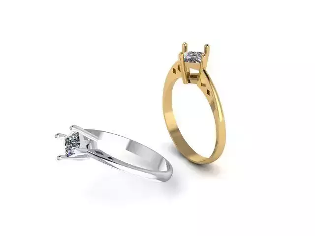 Set of 11 Princess  Mono Solitaire Ring STL model