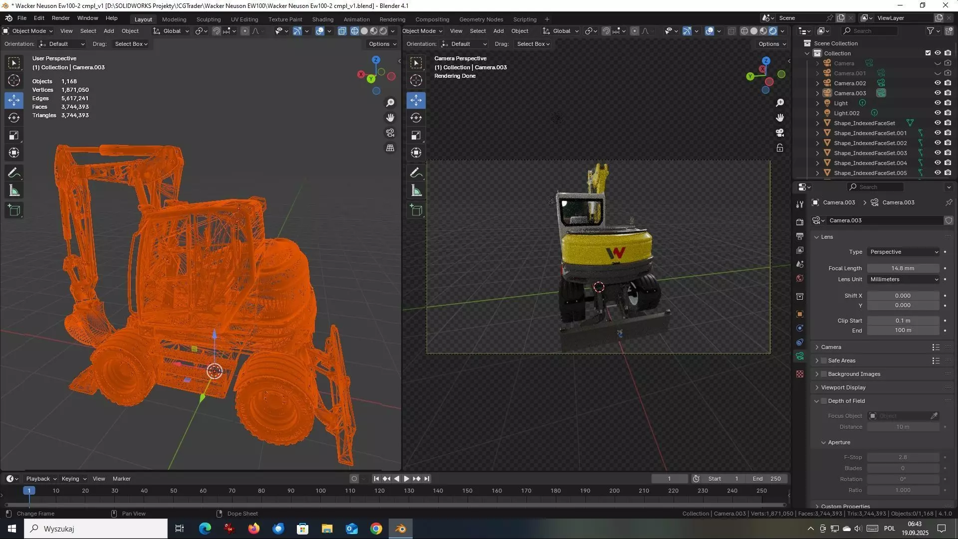 Wheeled excavator Wacker Neuson EW100-2 3D model_18