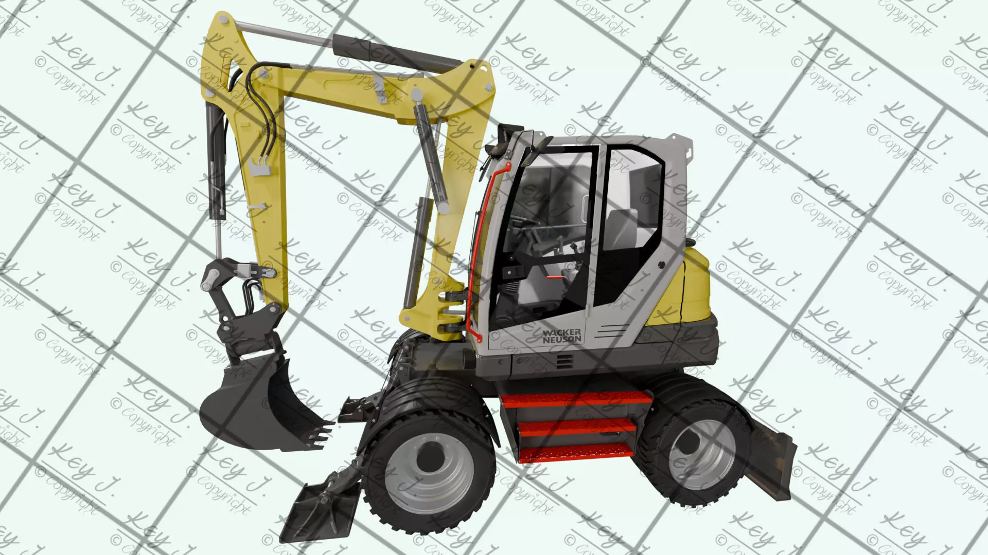 Wheeled excavator Wacker Neuson EW100-2 3D model_3