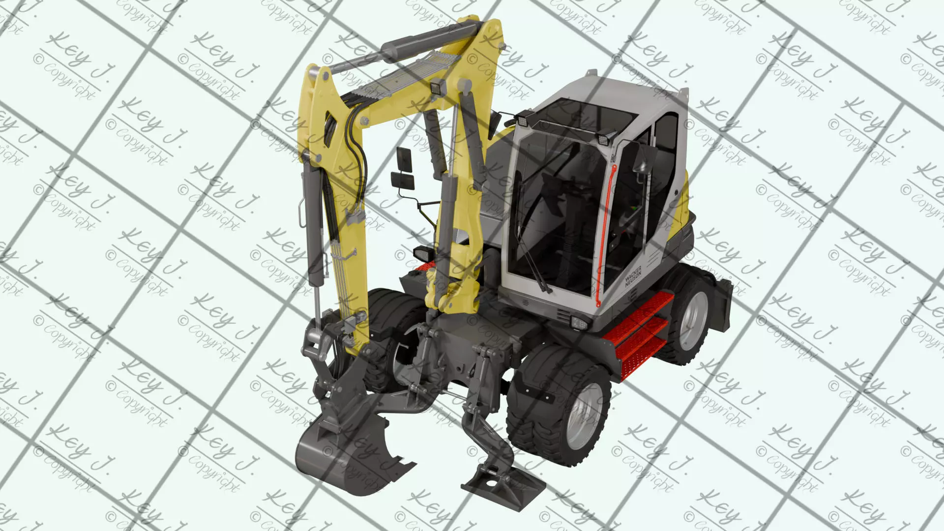 Wheeled excavator Wacker Neuson EW100-2 3D model_2