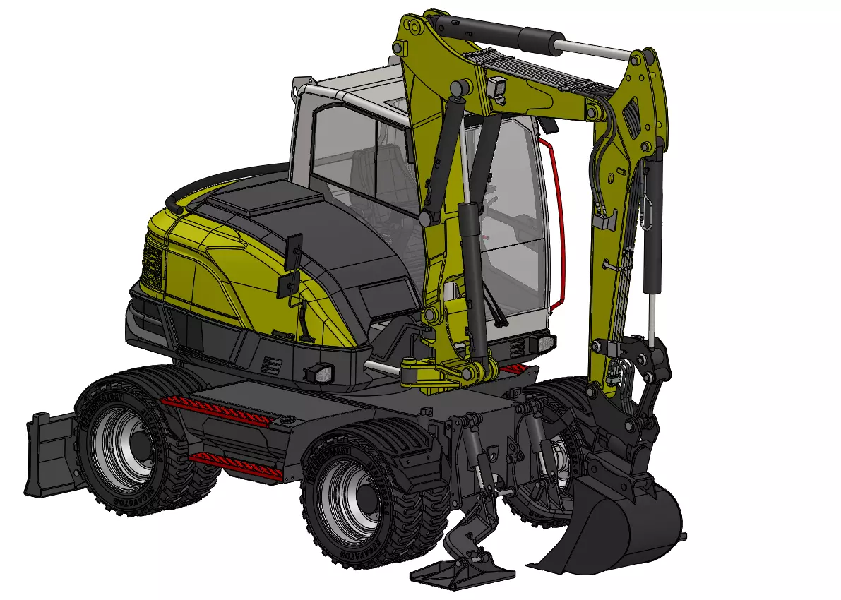 Wheeled excavator Wacker Neuson EW100-2 3D model_7