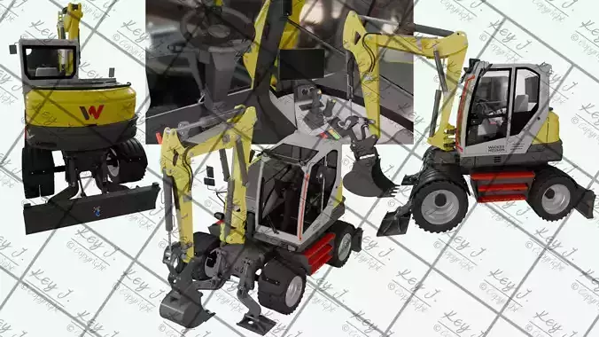 Wheeled excavator Wacker Neuson EW100-2 3D model