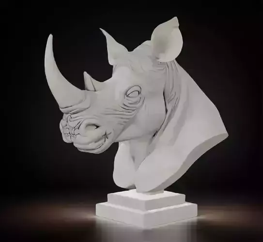 Woolly Rhinoceros Bust  3D Printable STL Model