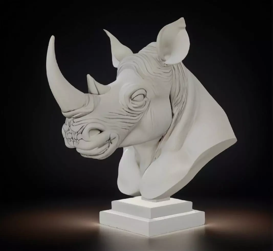 Woolly Rhinoceros Bust 3D Printable STL Model 3D print model