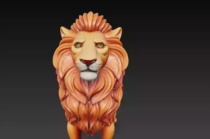 Stylized Lion 3D Model-Fantasy Animal Sculpture for Print-CGI