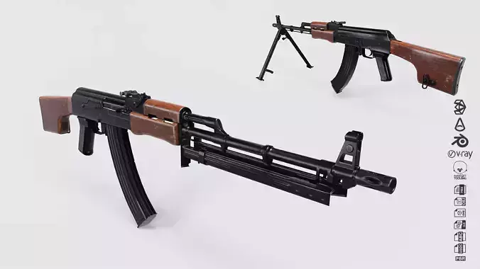 RPK Machine Gun with Folding Bipod
