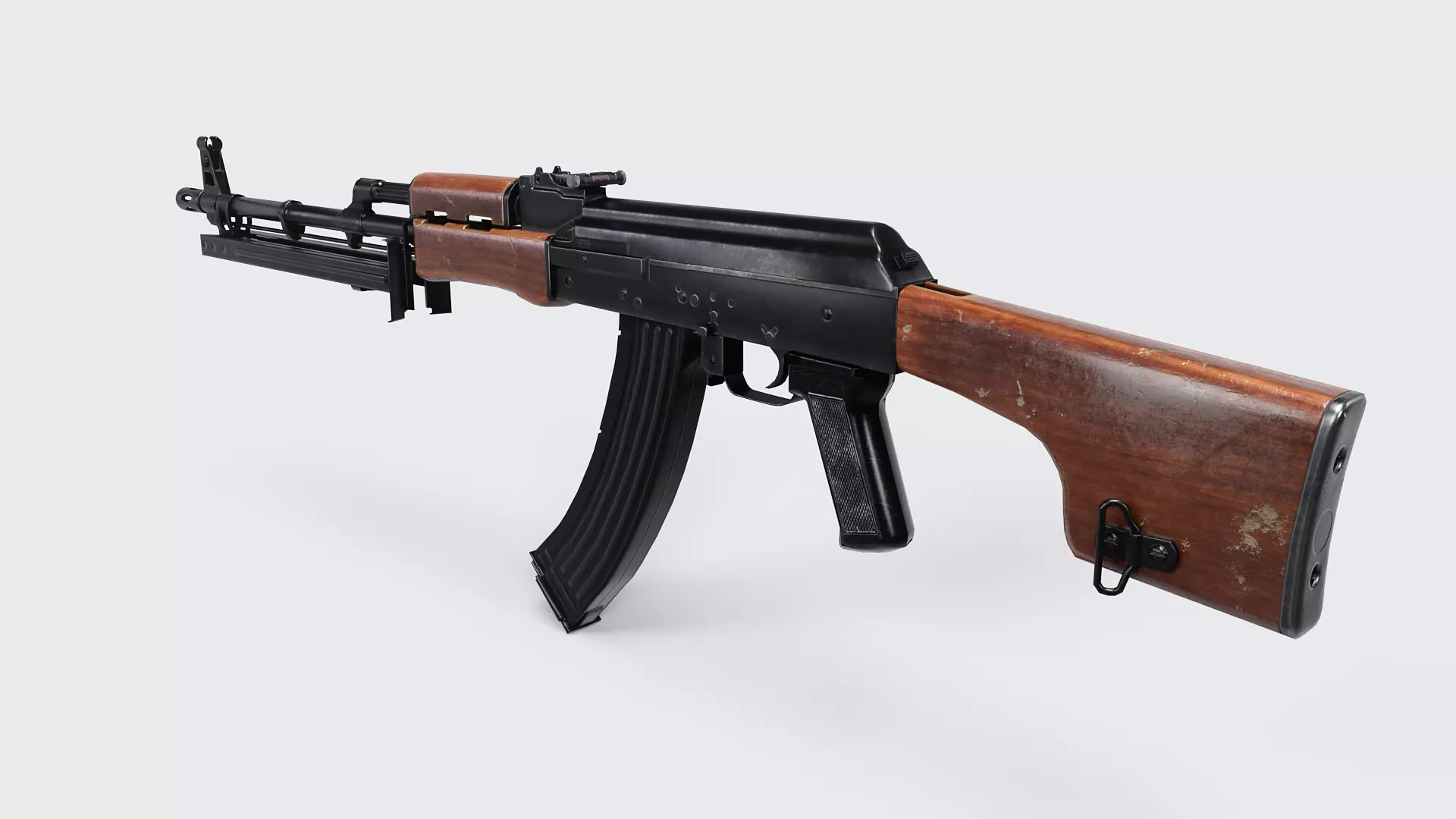 RPK Machine Gun with Folding Bipod Low-poly 3D model_9