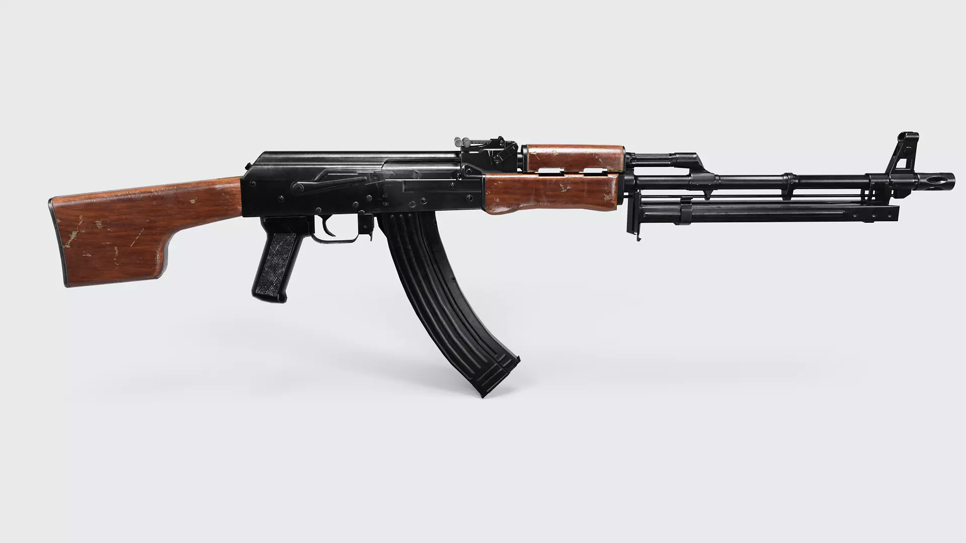 RPK Machine Gun with Folding Bipod Low-poly 3D model_6