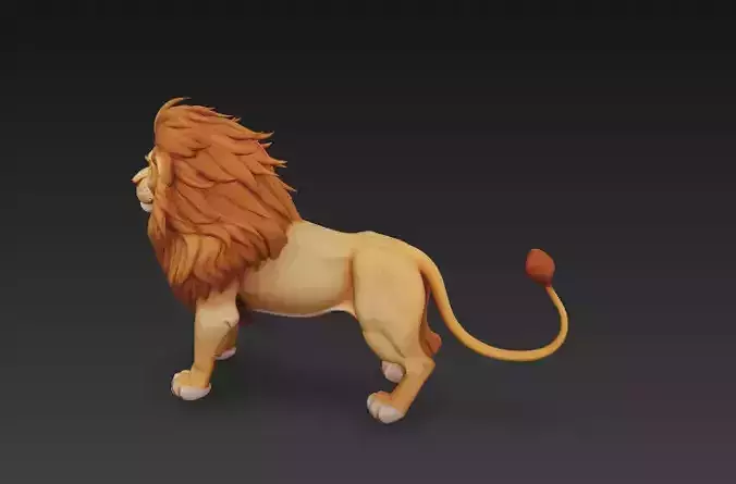 Stylized Lion 3D Model-Majestic Animal Sculpture for Print-CGI