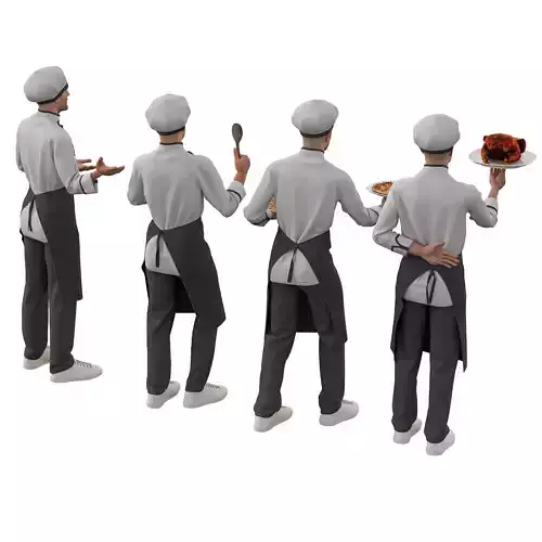 Male Chef Character  Low-poly 3D model 3