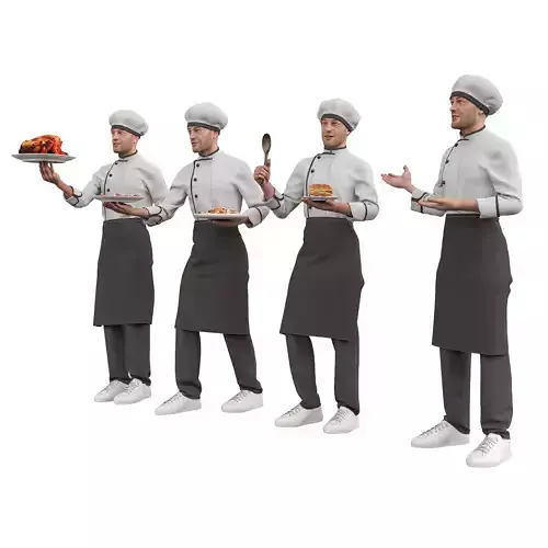 Male Chef Character  Low-poly 3D model 4