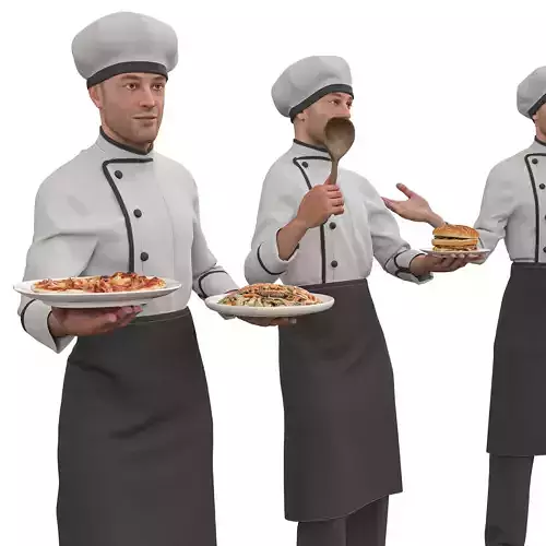 Male Chef Character  Low-poly 3D model 6